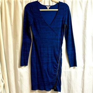 Guess blue dress, with black horizontal stripes V neckline Size M